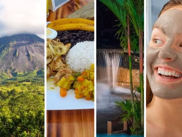 Arenal volcano park forest trails walking tour and volcanic hot springs visit