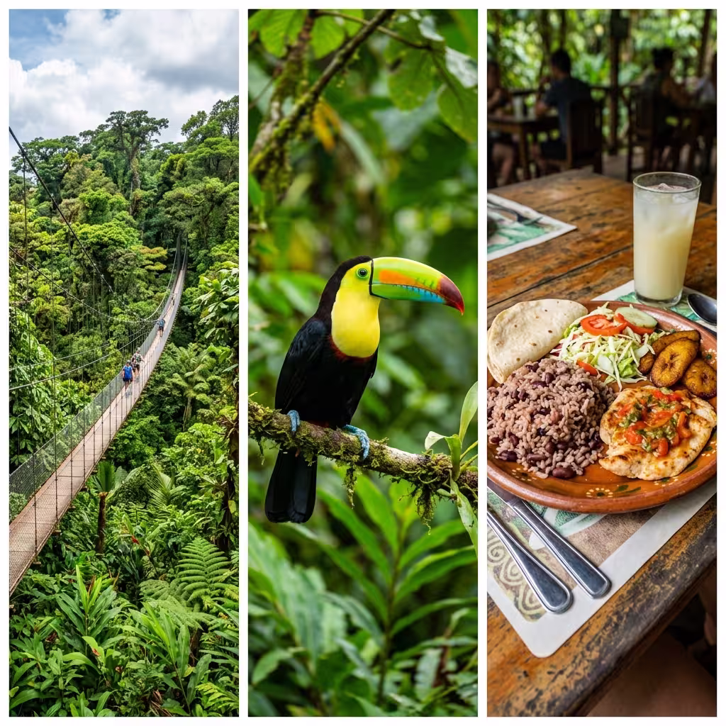 Guided nature walk along treetops canopy suspension bridges at Mistico Park followed by traditional lunch
